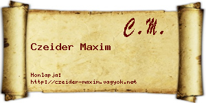 Czeider Maxim névjegykártya